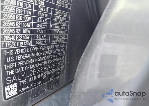 2019 Land Rover Range Rover Velar P250 R-Dynamic Se z USA, uszkodzony, nr VIN SALYL2EX8KA791802